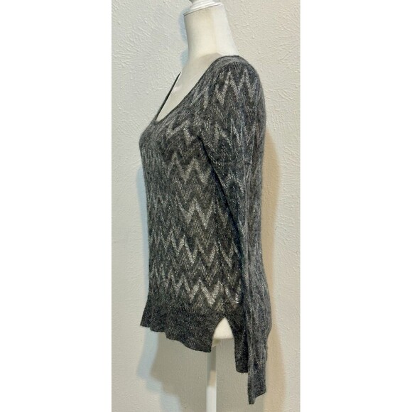 Theory Jivana Wenge Size M Sheer Baby Alpaca Wool Gray Sweater Luxury Staple - Picture 4 of 13